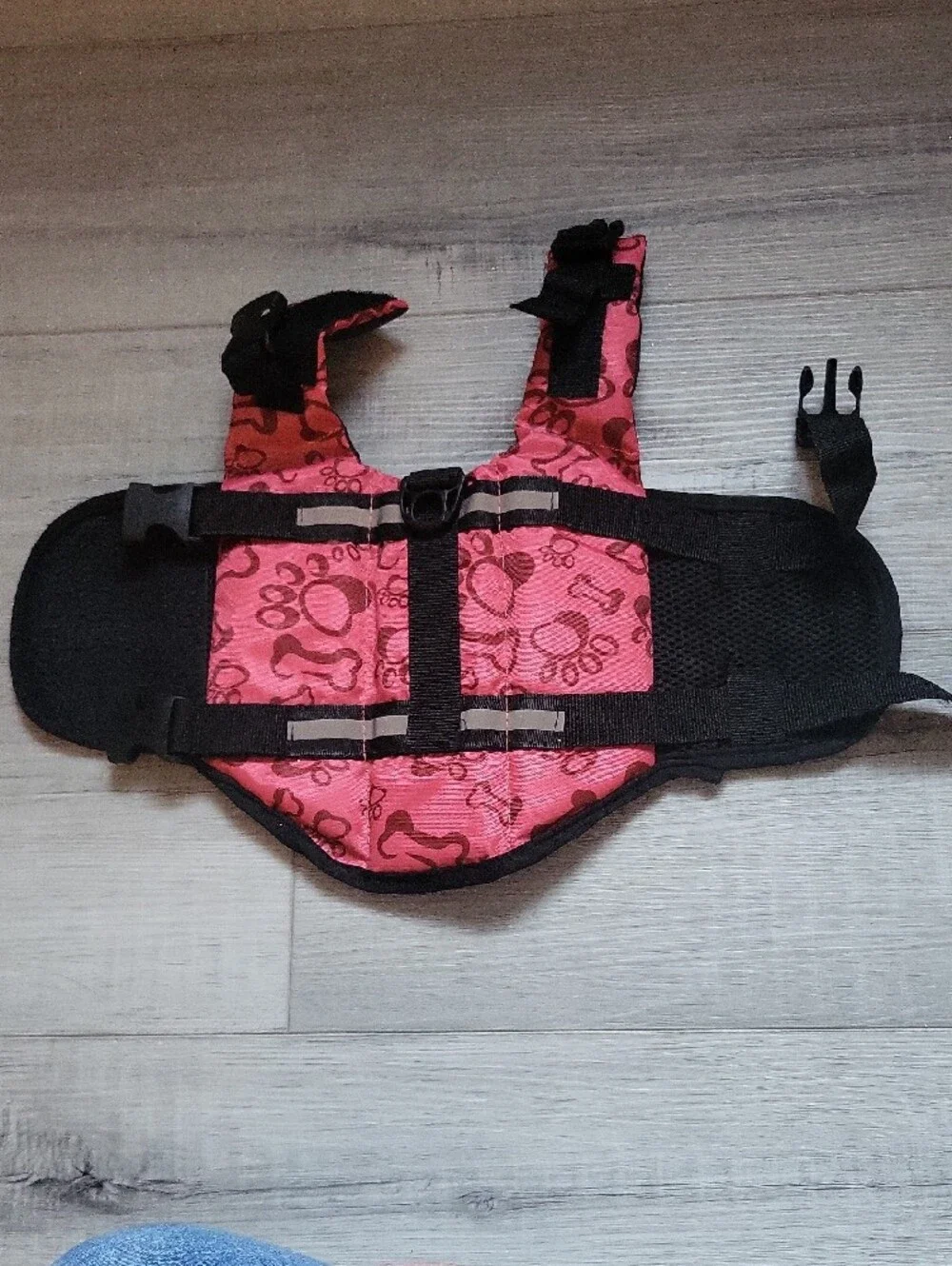 Pink Dog Life Jacket with Paw & Bone Pattern